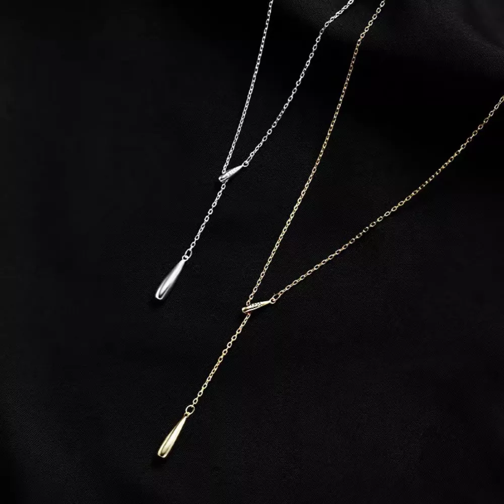 925 Sterling Silver Y-Shaped Pendant Necklace, image 4