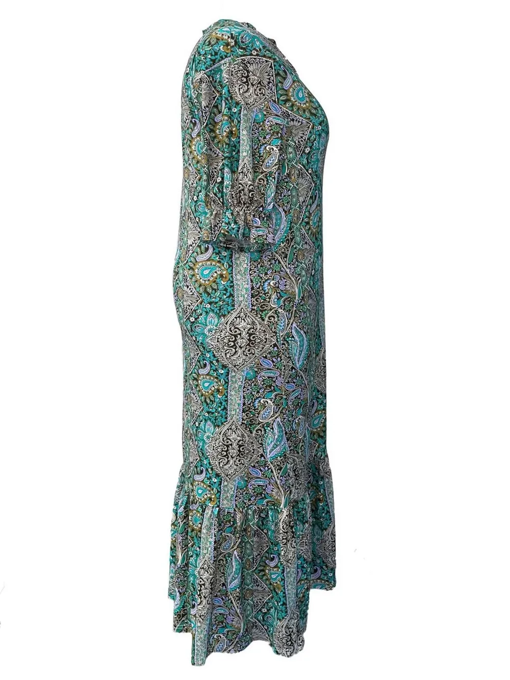 Full Size Bohemian Paisley Print Ruffle Hem Midi Dress Plus Size, image 2