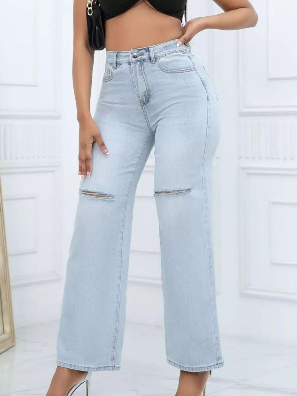 Distressed Wide-Leg Jeans, image 2
