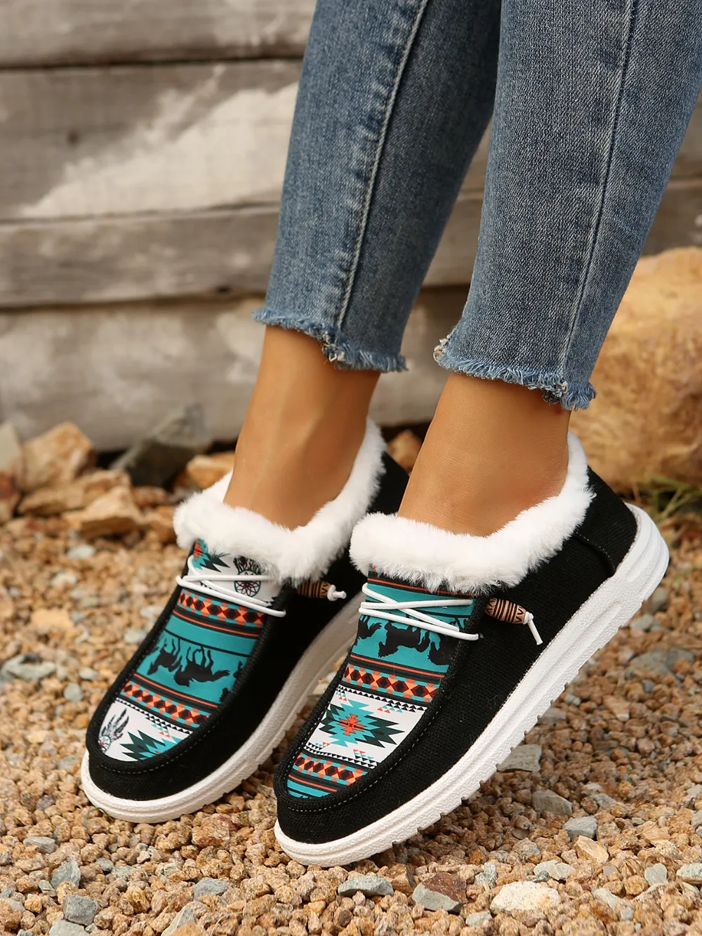 Printed Round Toe Flat Slip-Ons, image 3