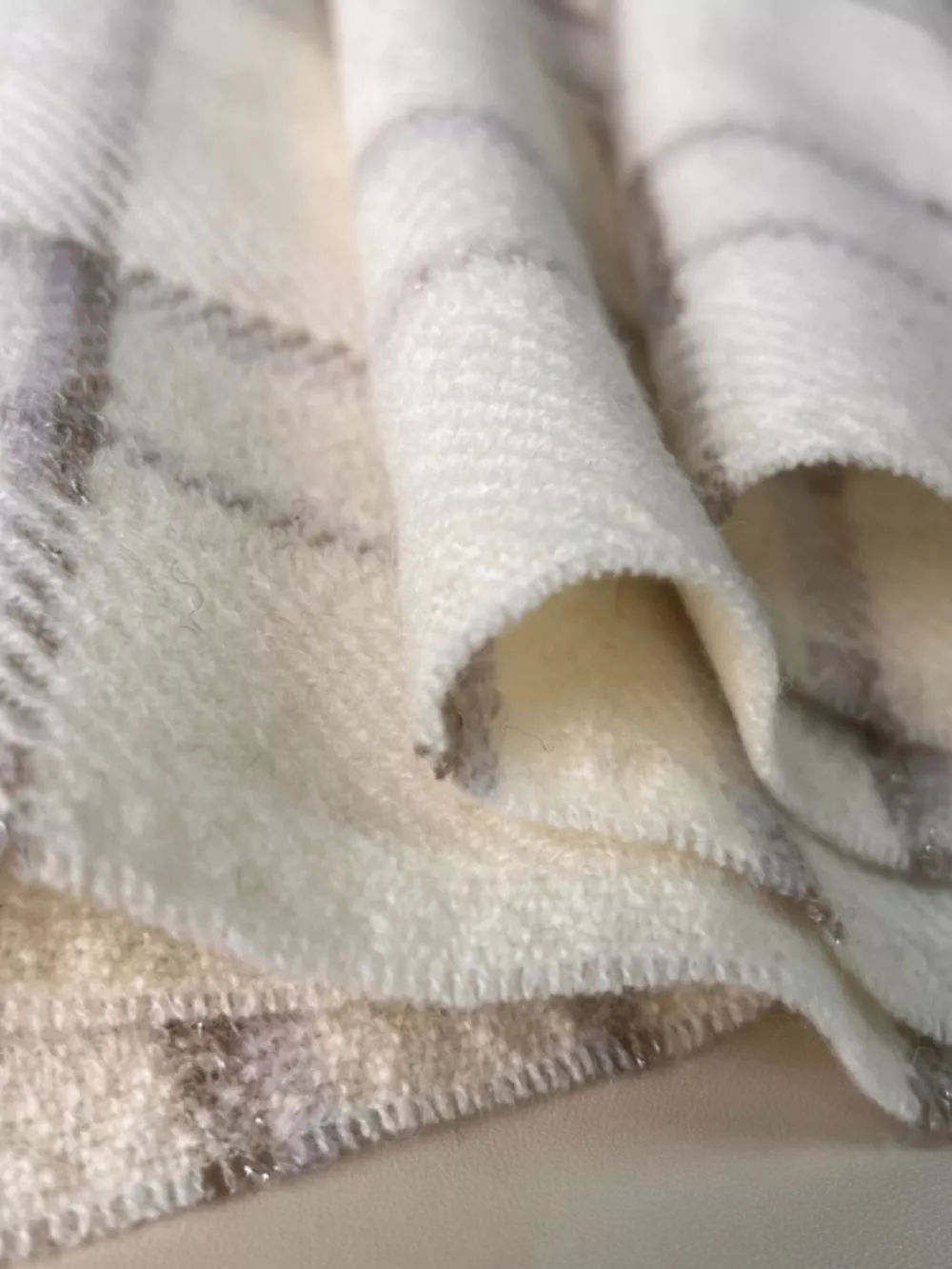 100% Wool Raw Hem Plaid Scarf, image 4