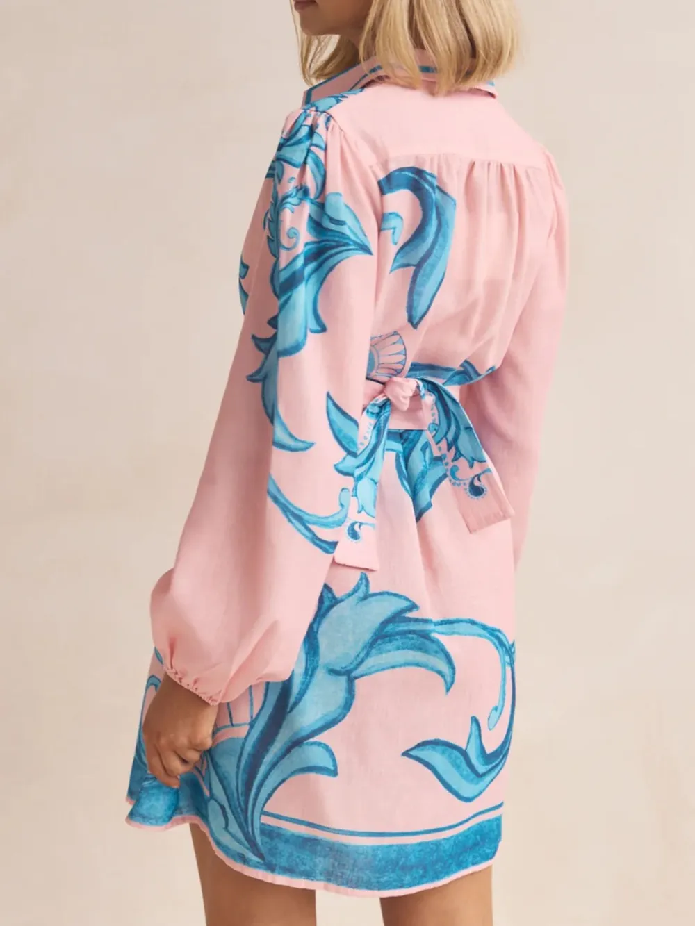 Printed Long Sleeve Shirt Dress, image 10