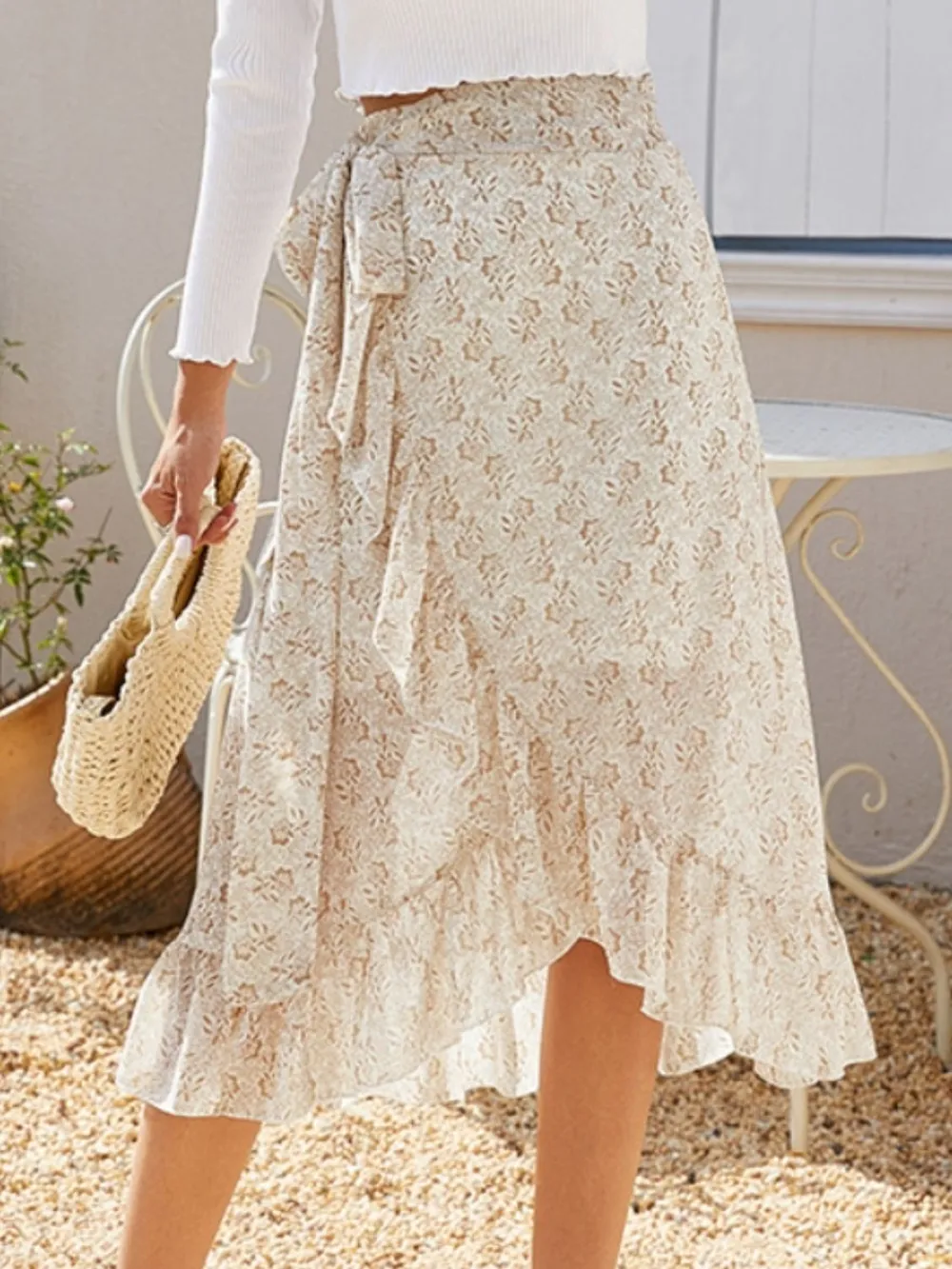 Printed Ruffled Midi Skirt, image 14