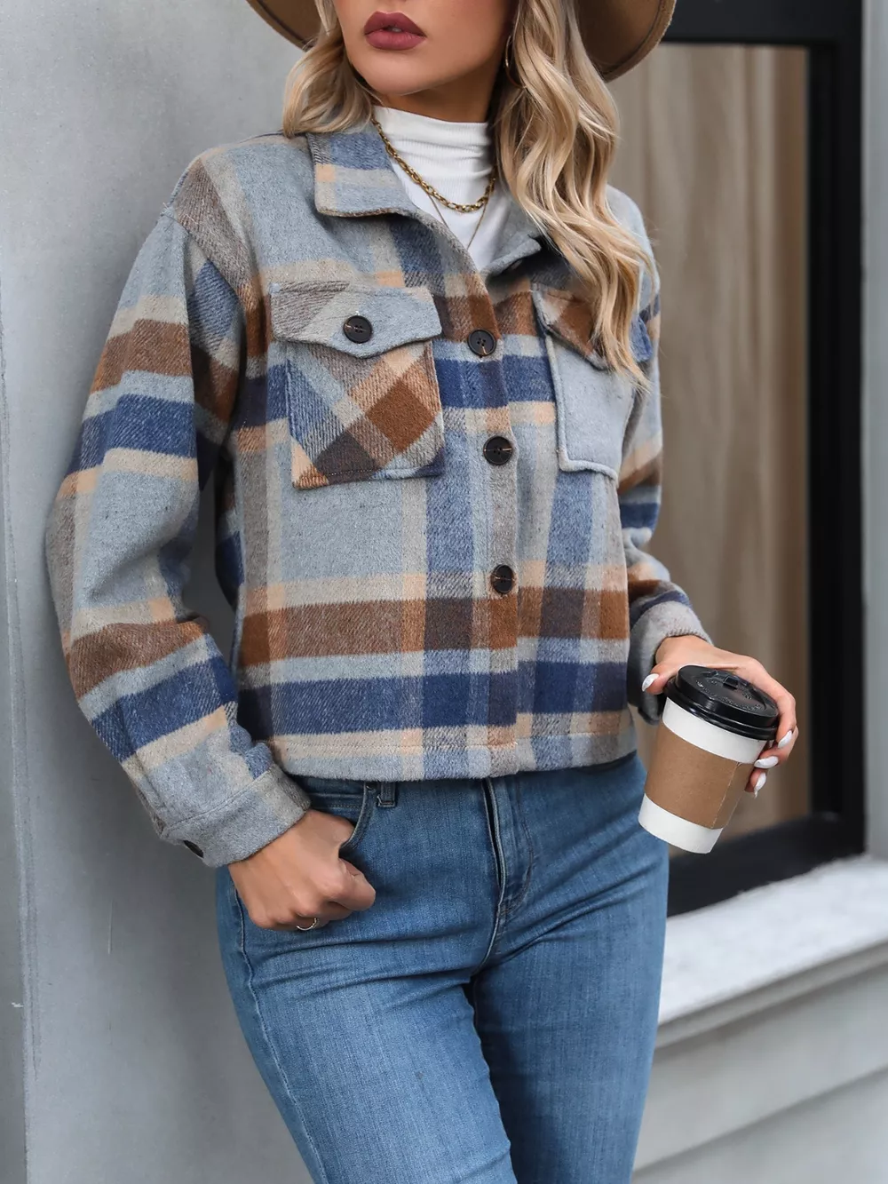 Plaid Button-Up Jacket, image 7