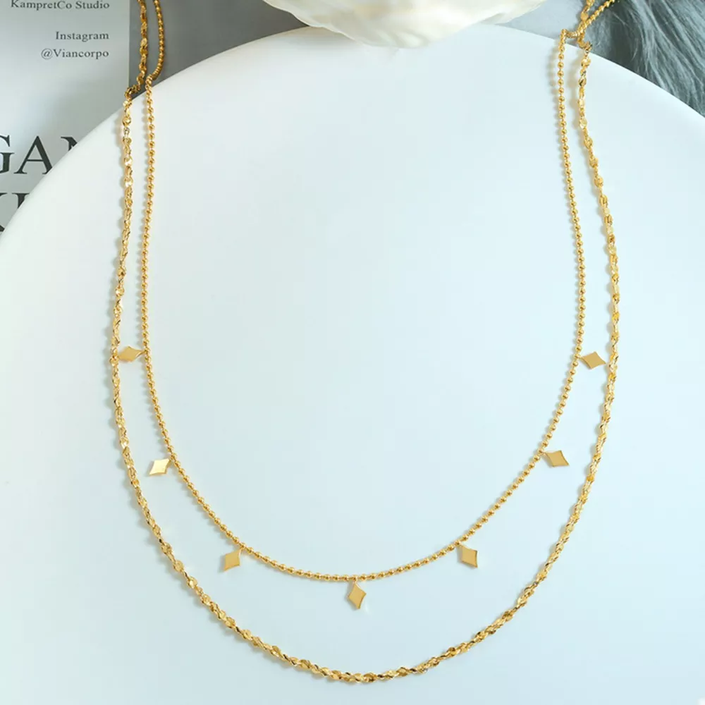 18K Gold-Plated Titanium Steel Layered Necklace, image 5