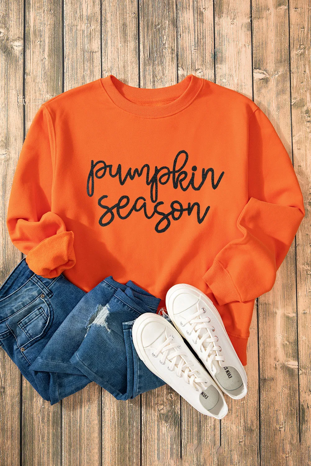 Letter Round Neck Long Sleeve Sweatshirt, image 3