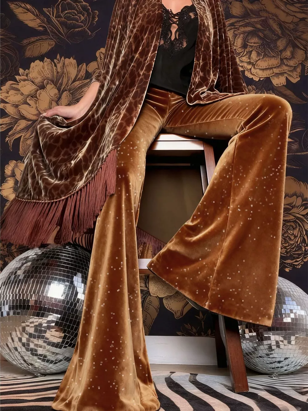 Velvet High Waist Flared Pants, image 10