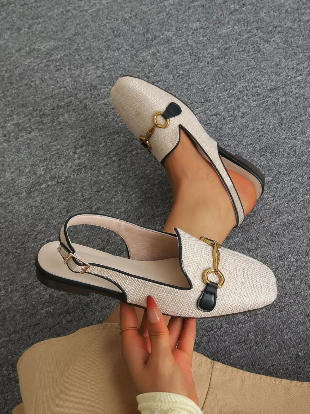 Round Toe Slingback Sandals, image 5