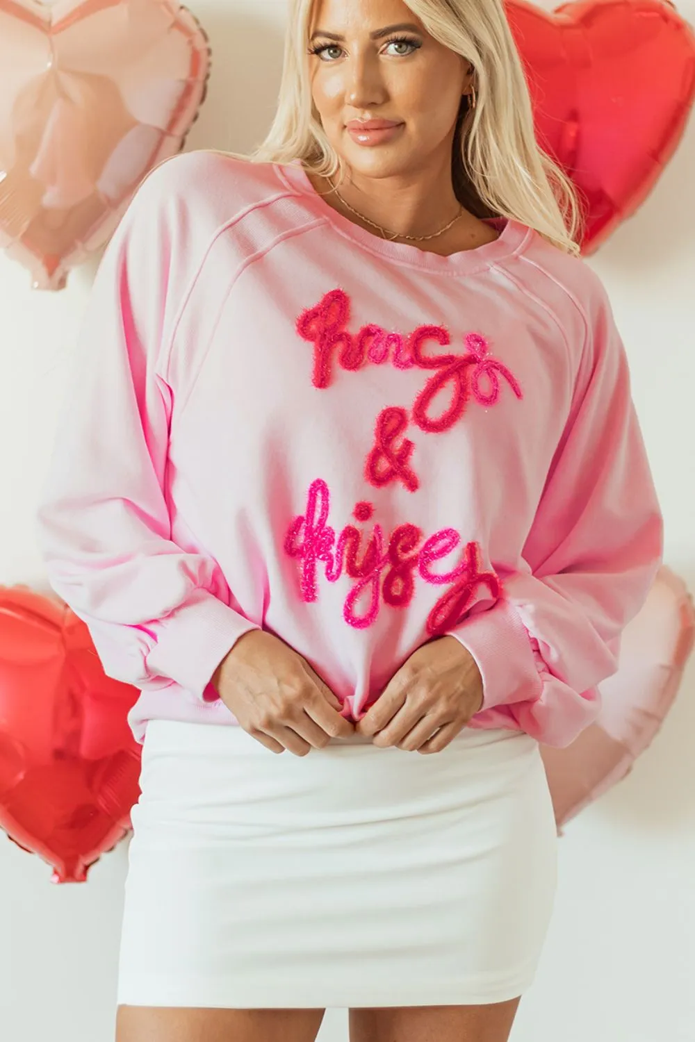 Valentine’s Day HUG AND KISSES Round Neck Sweatshirt, image 8