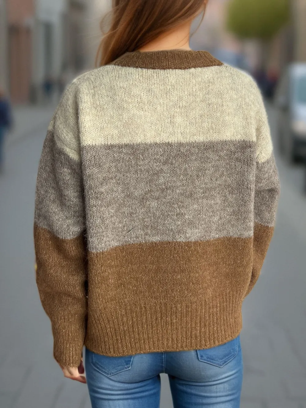 Color Block Round Neck Button Up Cardigan, image 10