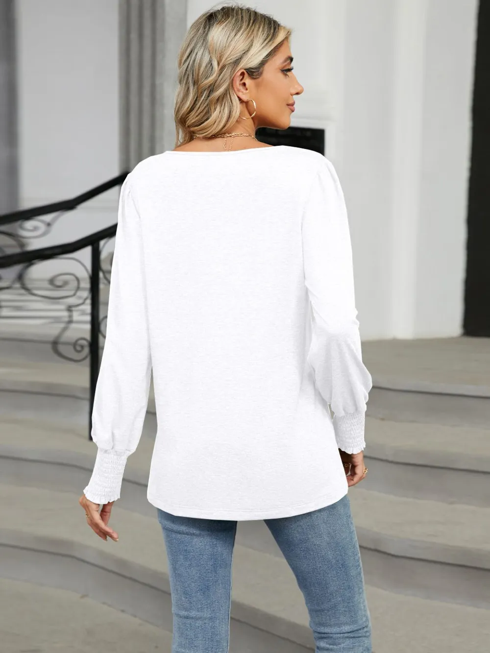 V-Neck Lantern Sleeve T-Shirt, image 18
