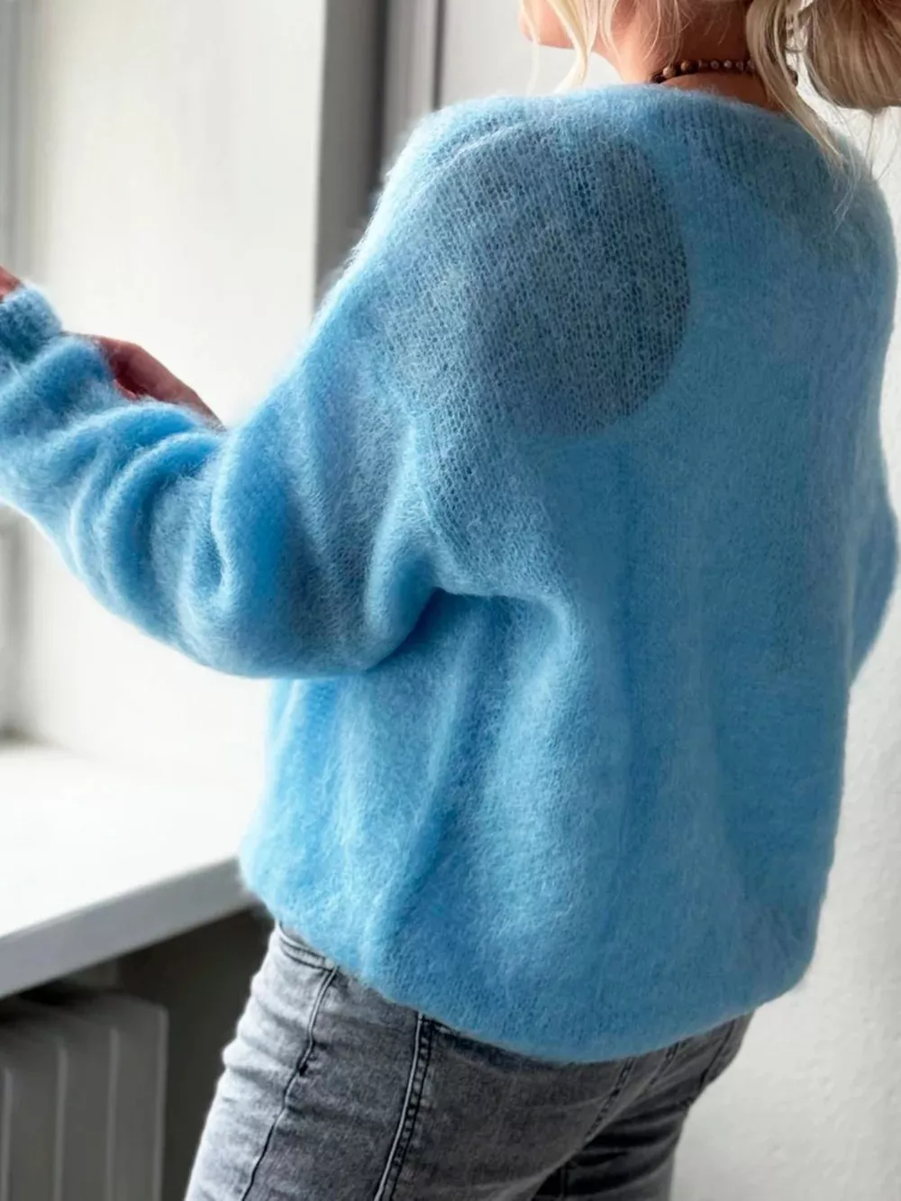 Fluffy Knit V-Neck Long Sleeve Sweater, image 5