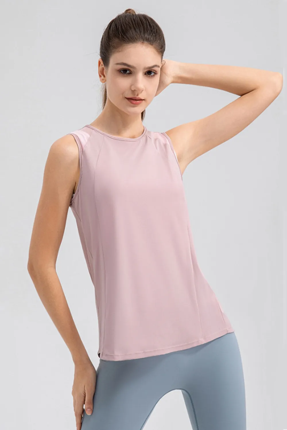Round Neck Wide strap Active Tank, image 7