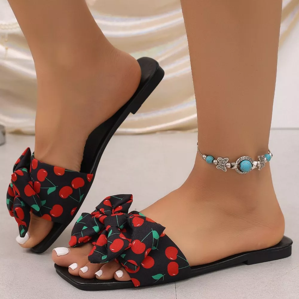 Cherry Bow Flat Sandals, image 5
