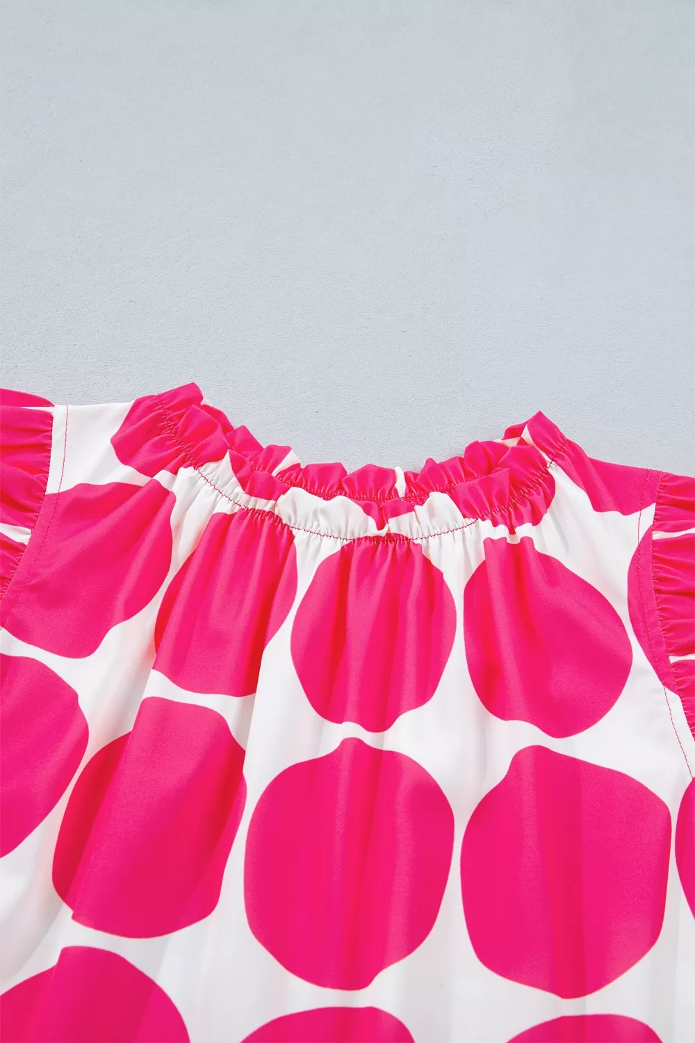 Polka Dot Print Frilled Round Neck Shift Tank Top, image 6
