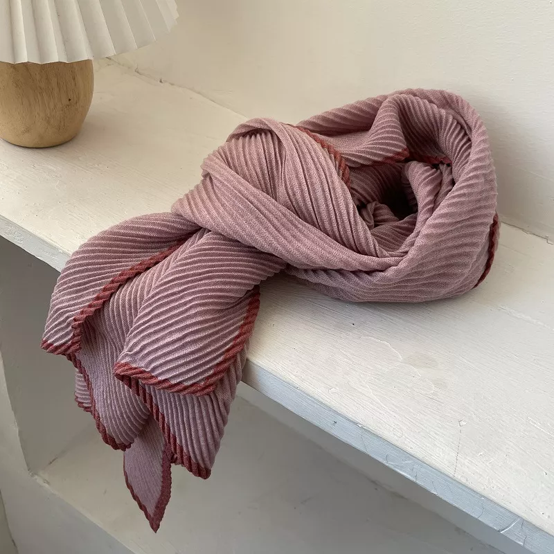 Contrast Trim Texture Warm Scarf, image 6