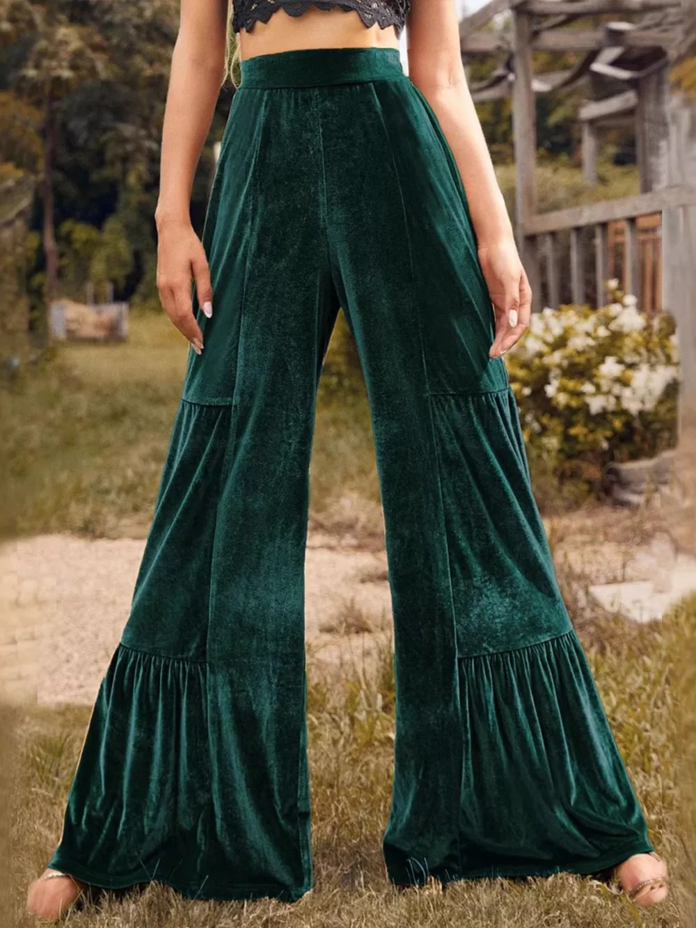 Velvet High Waist Wide Leg Pants, image 9