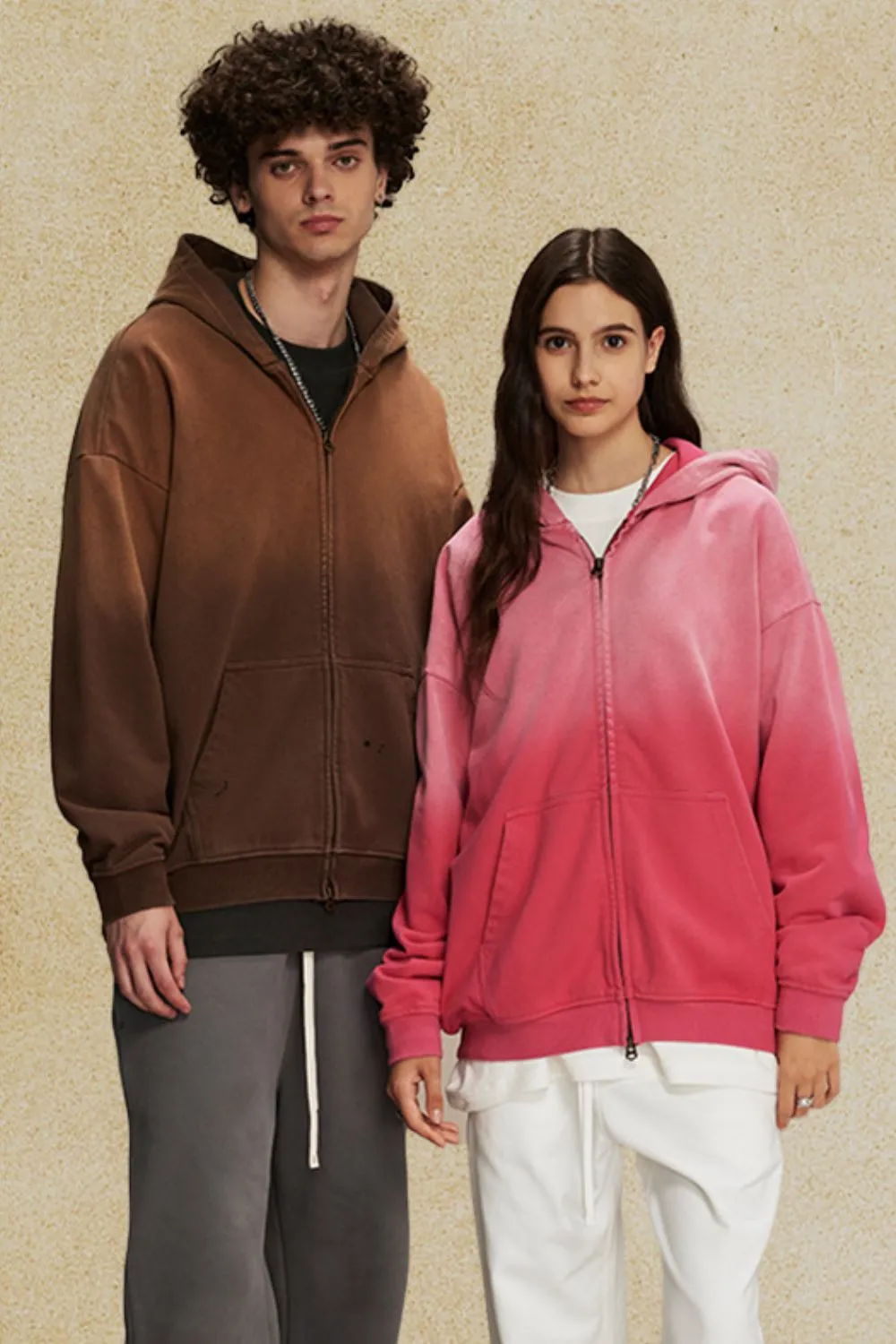 Men's Gradient Zip Up Drop Shoulder Hoodie, image 6