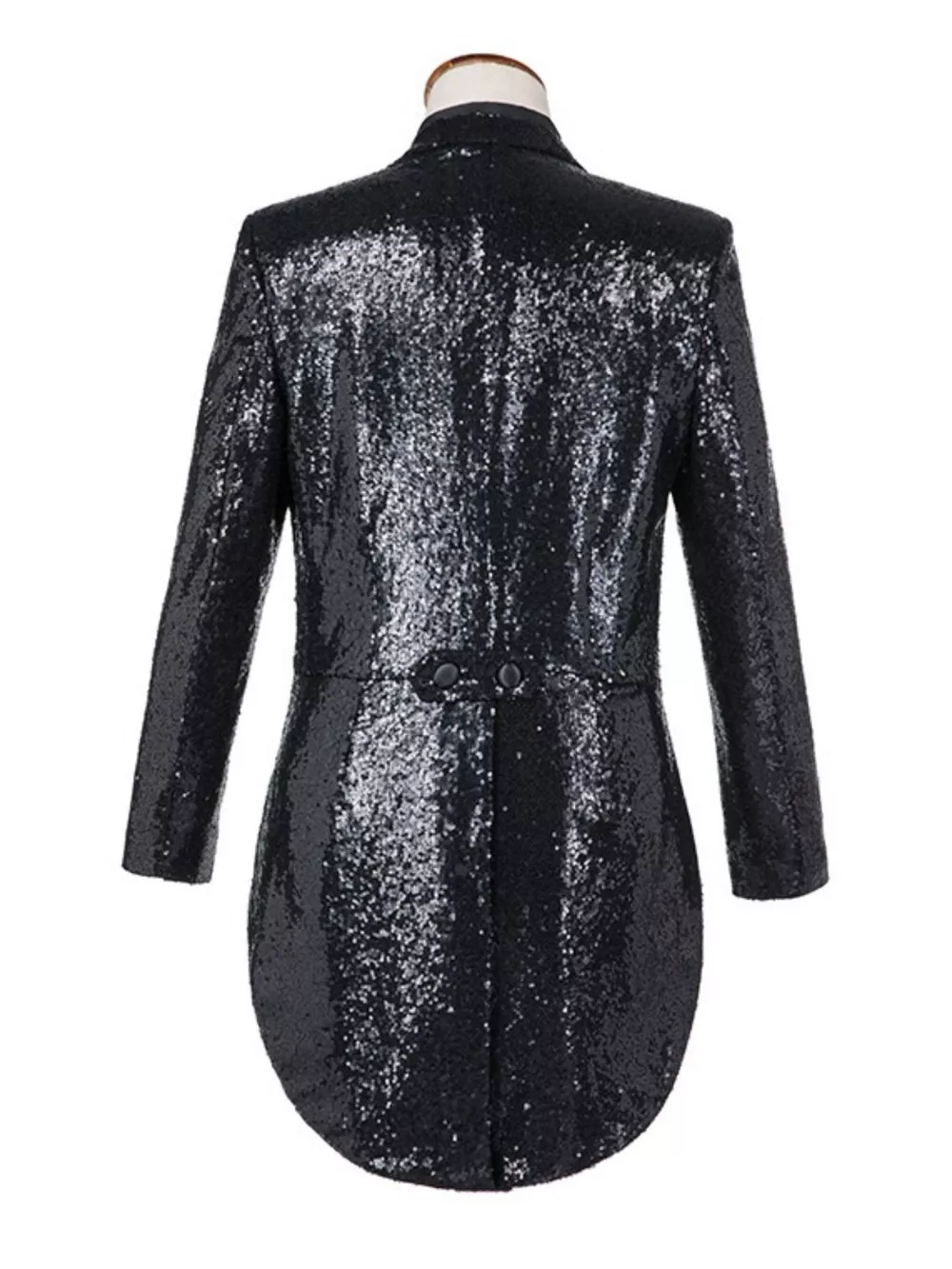 Men's Plus Size Sequin Button Up Long Sleeve Tailcoat Blazer, image 3