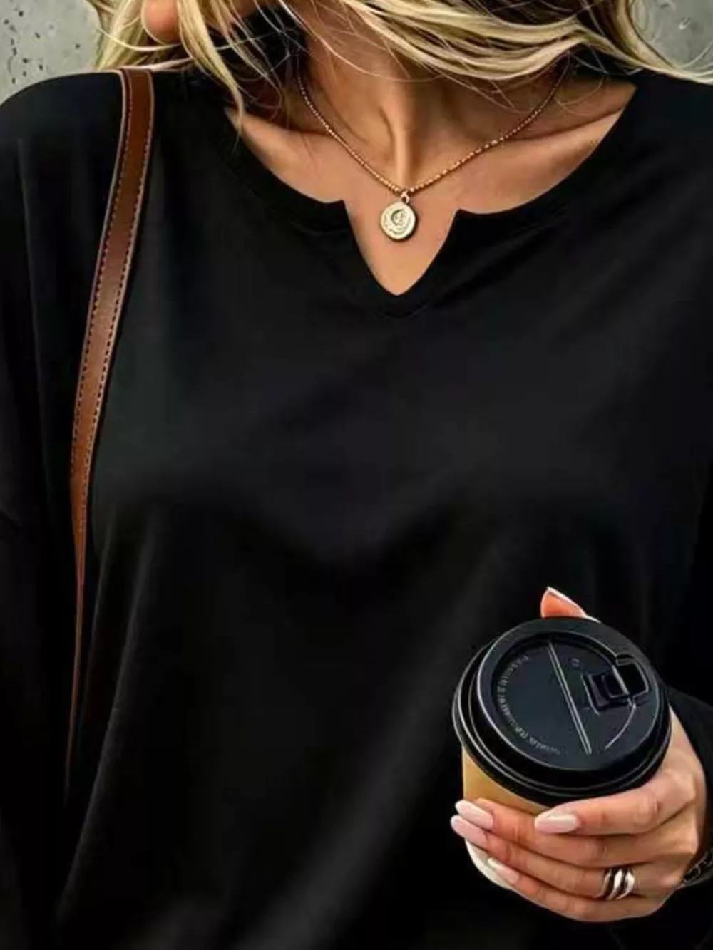 Full Size Solid Color Long Sleeve Loose T-Shirt Plus Size, image 17