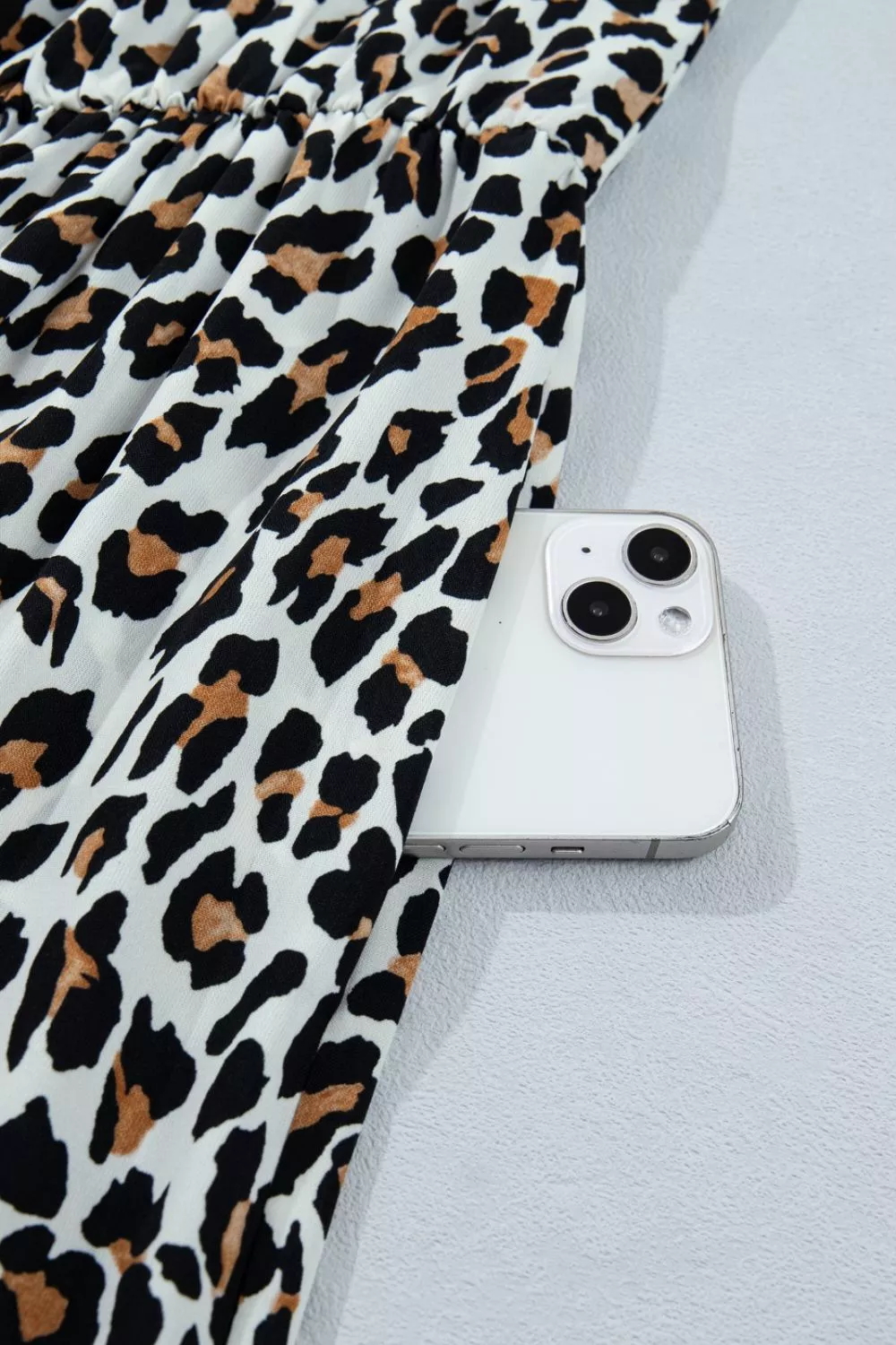 Leopard Print Colorblock Trim Sleeveless Midi Dress, image 6