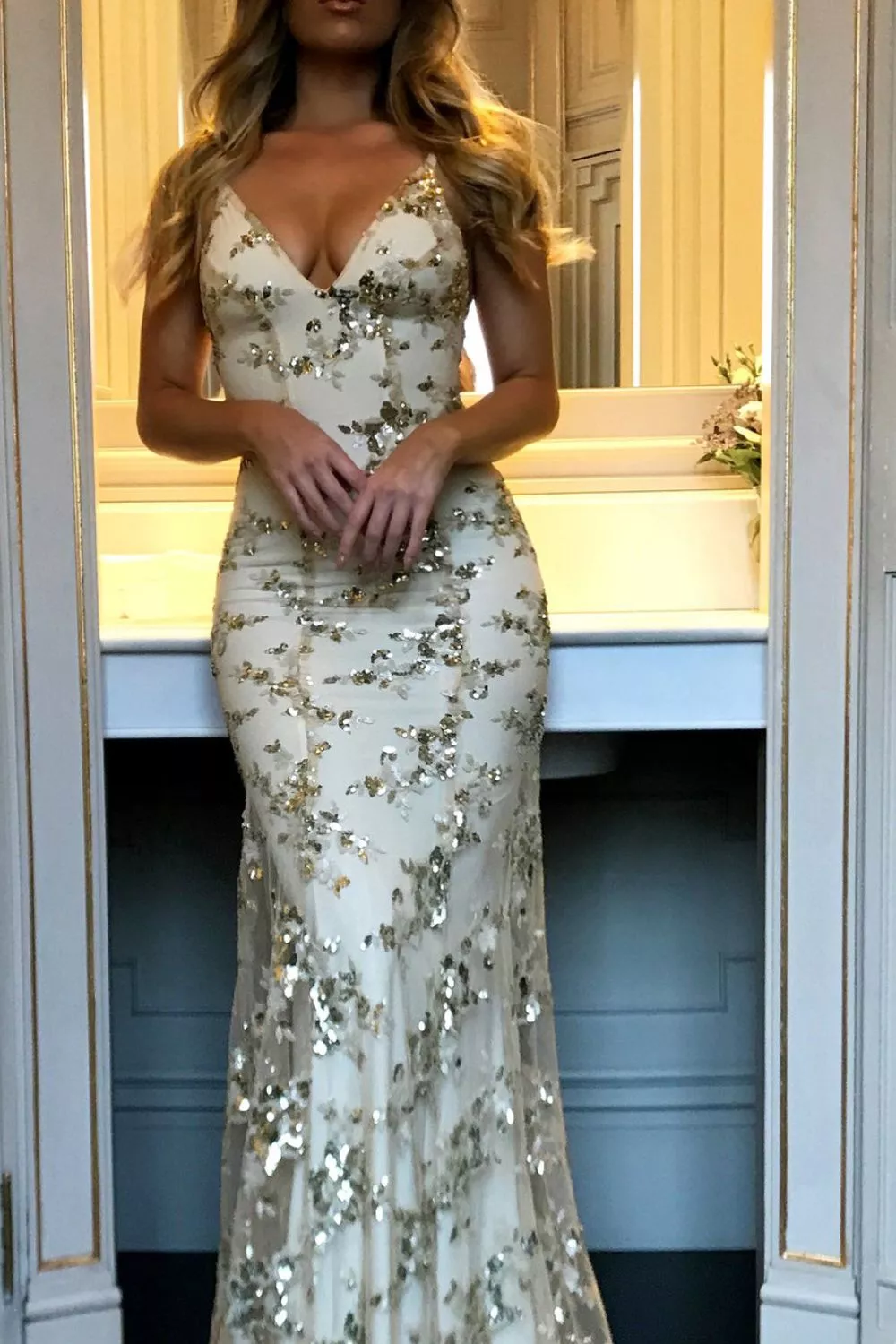 Full Size Sequin Tie Back V-Neck Maxi Dress Plus Size, image 11