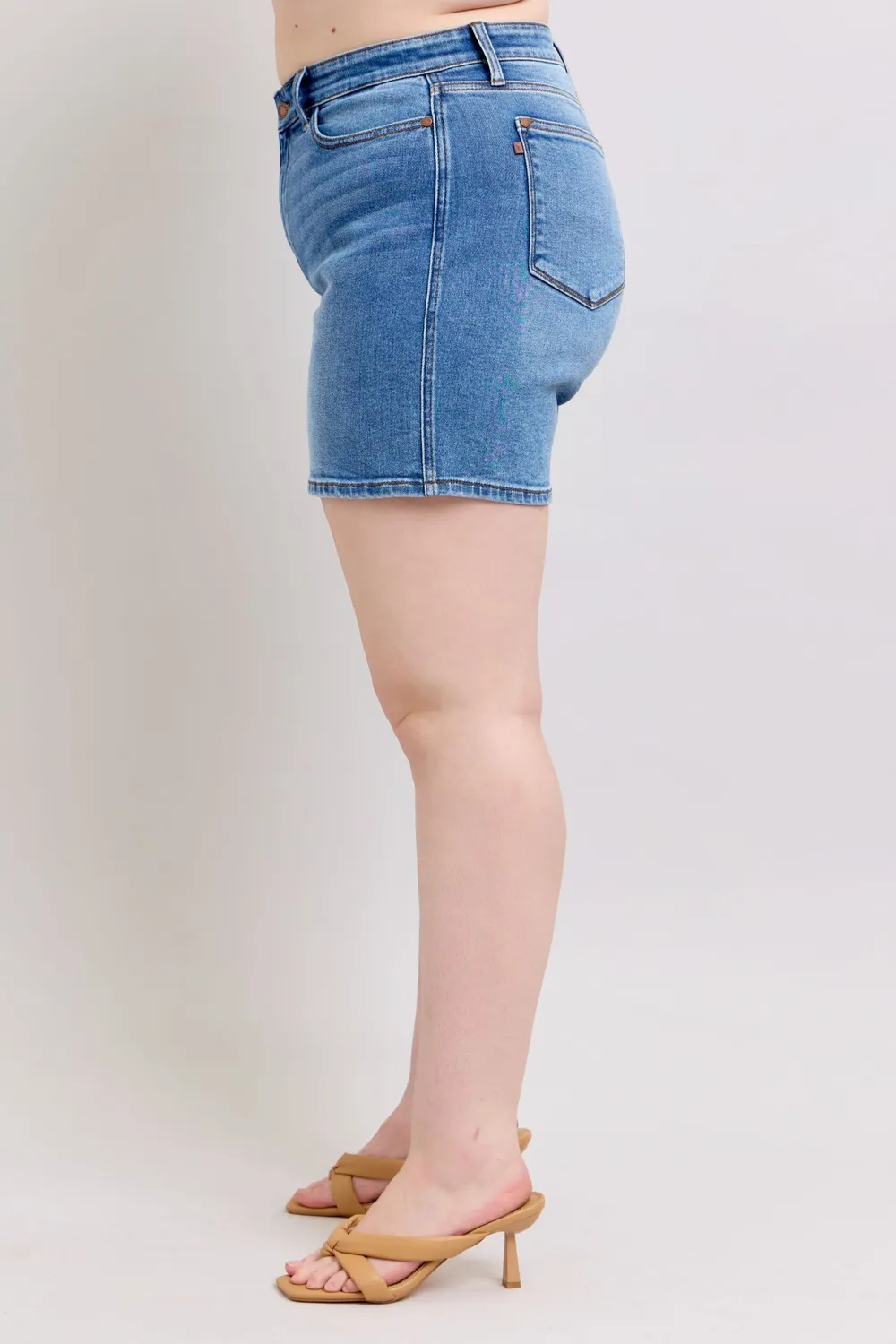 Full Size 2 Button Denim Shorts with Pockets Plus Size, image 15