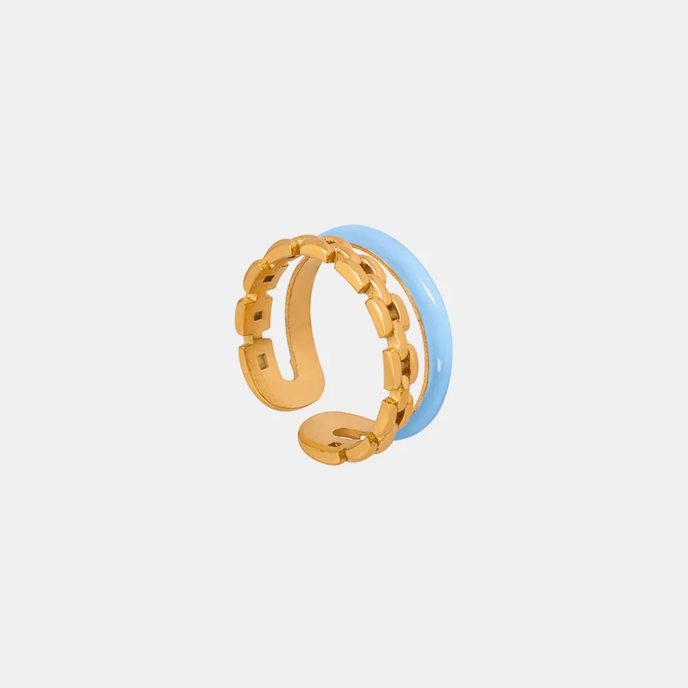 Enamel 18K Gold-Plated Open Ring, image 2