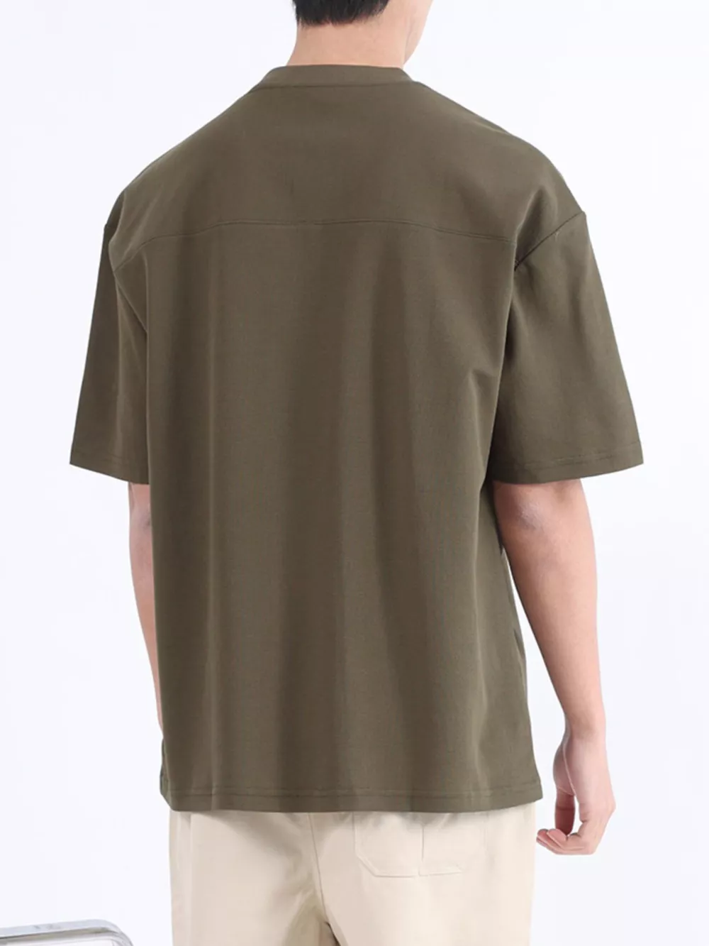 Men's Plus Size Half Sleeve Solid Color Top, image 5