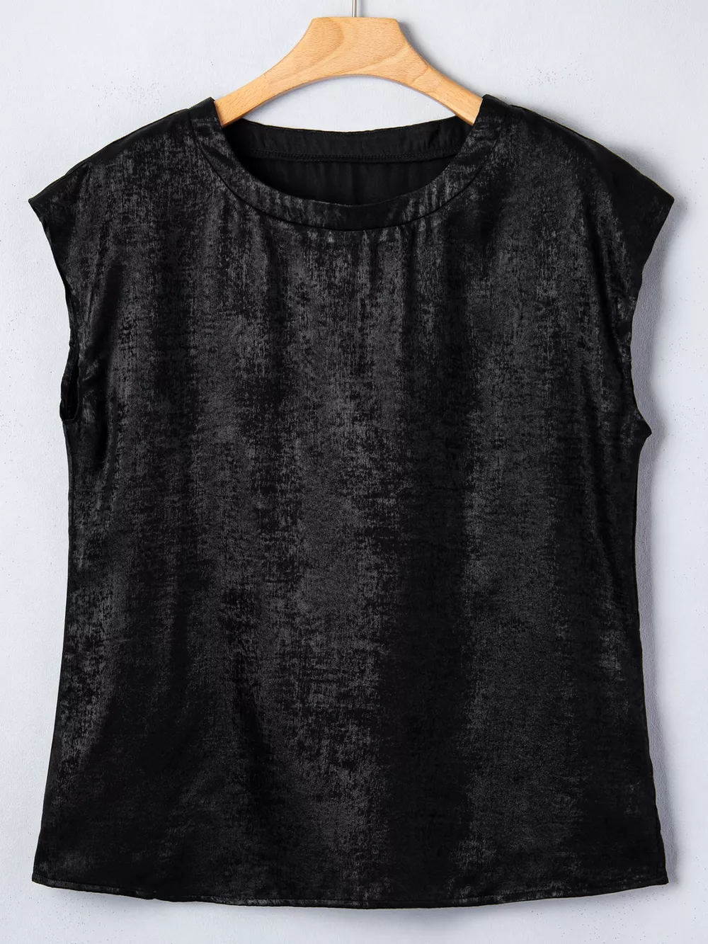 Metallic Round Neck Cap Sleeve Tee, image 10