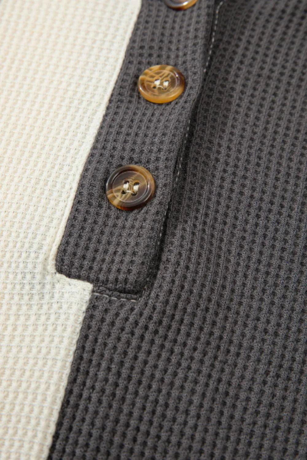 Waffle-Knit Two-Tone Long Sleeve Hoodie, image 8