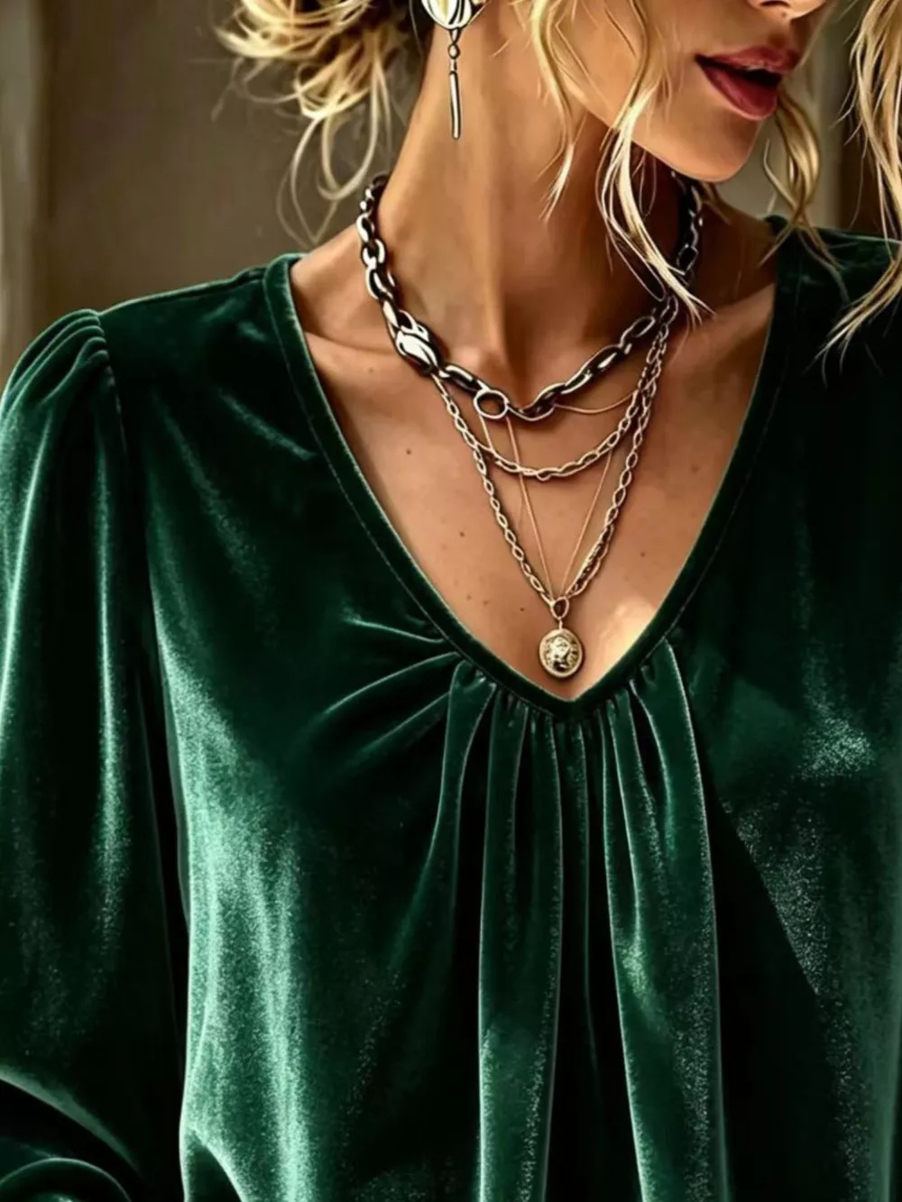 Full Size Ruched V-Neck Flounce Sleeve Blouse Plus Size, image 8