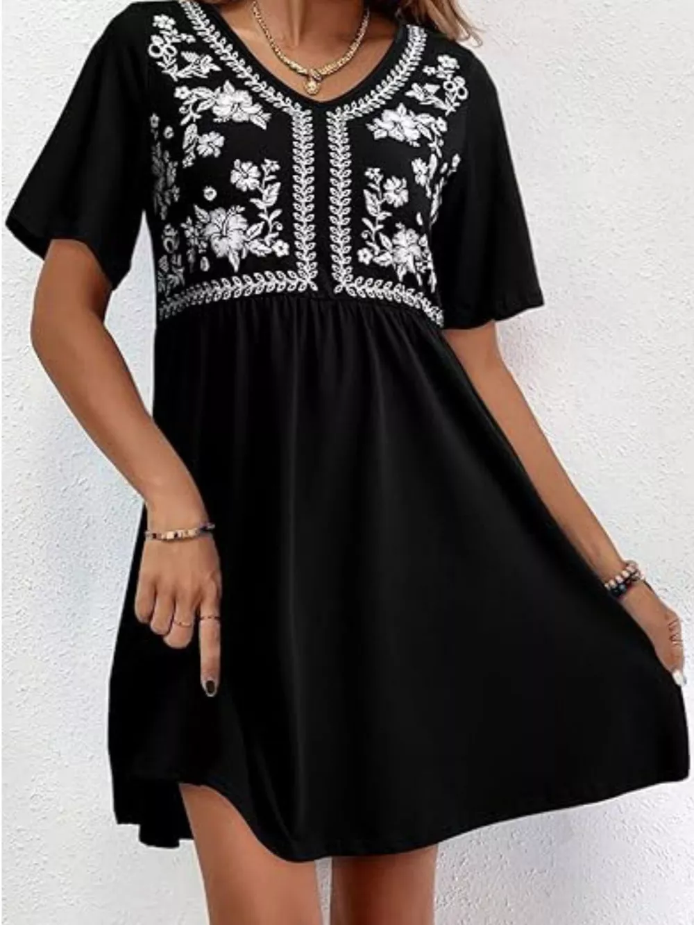 Floral V-Neck Mini Dress, image 2