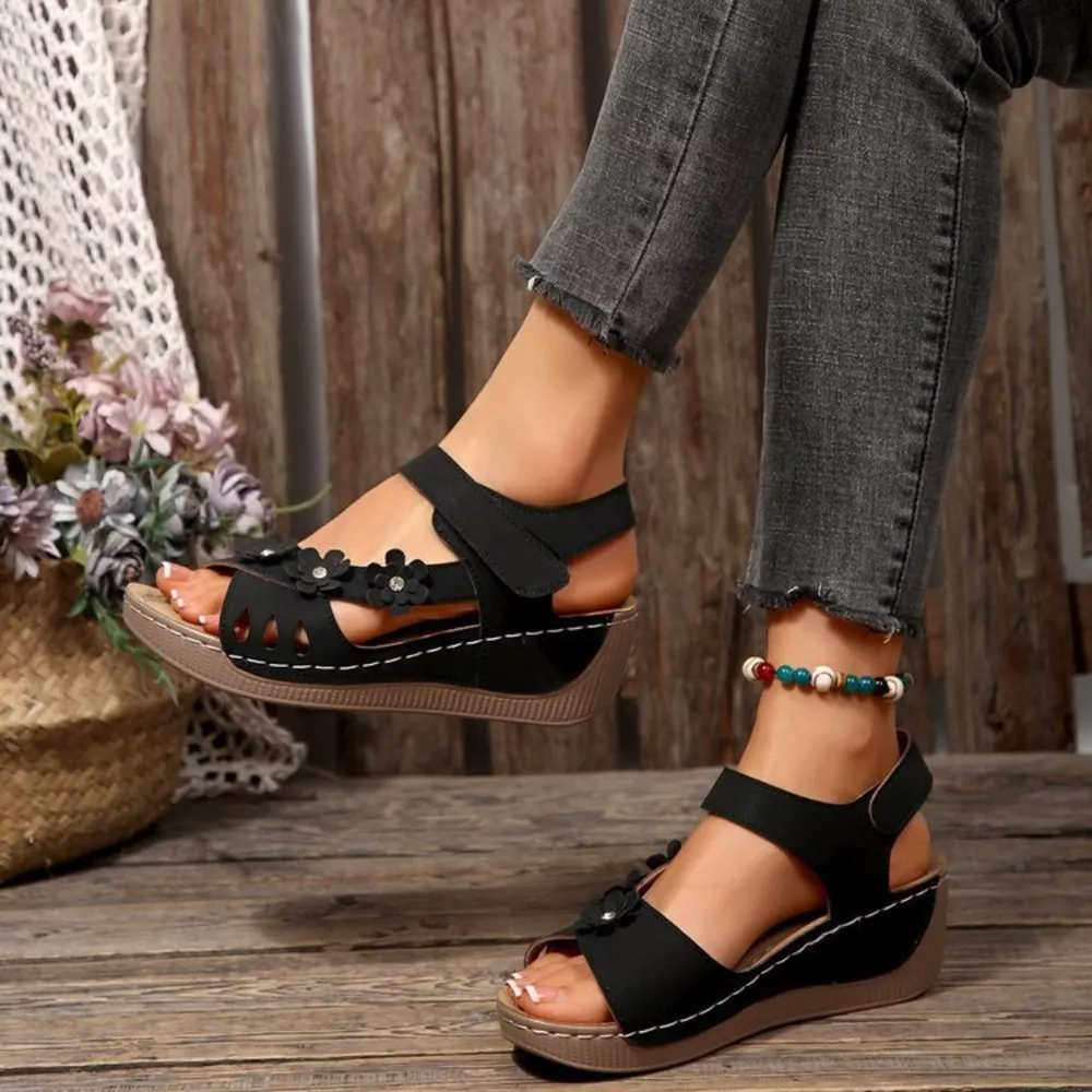 Floral Embellished Wedge Sandals, image 6
