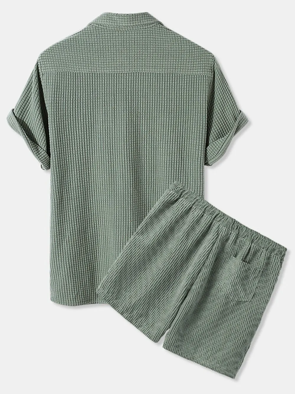Men's Full Size Button Detail Short Sleeve Top and Shorts Set Plus Size, image 7