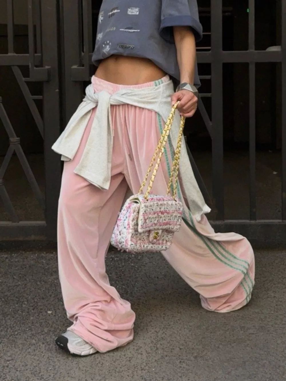 Contrast Side Stripes Wide-Leg Pants, image 9
