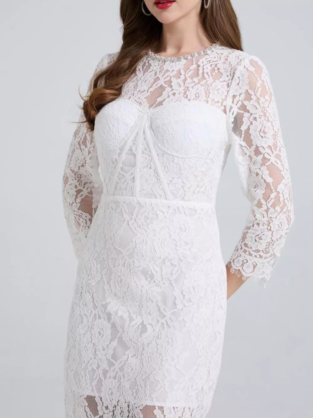 Lace Long Sleeve Midi Dress, image 19