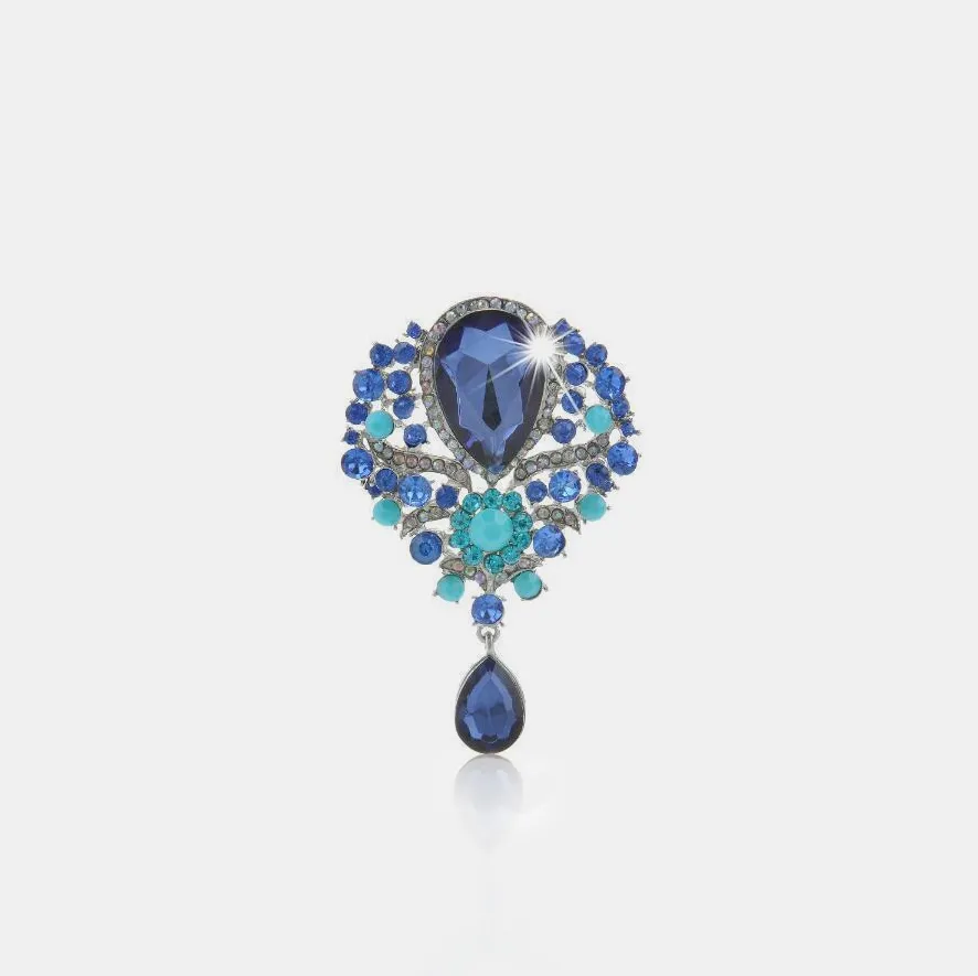Alloy Rhinestone Teardrop Brooch, image 6