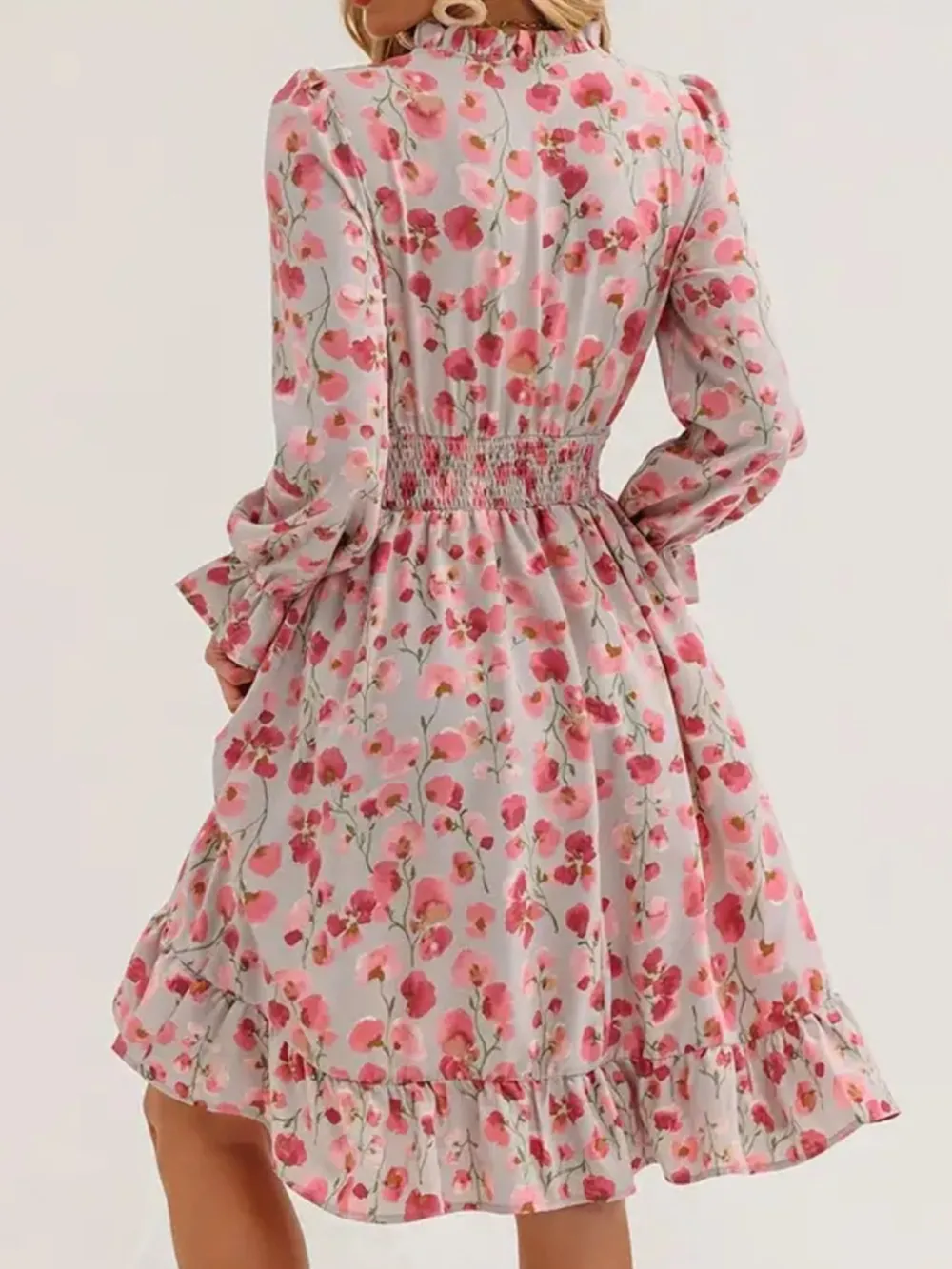 Floral Print Flounce Sleeve Ruffle Hem Dress, image 12