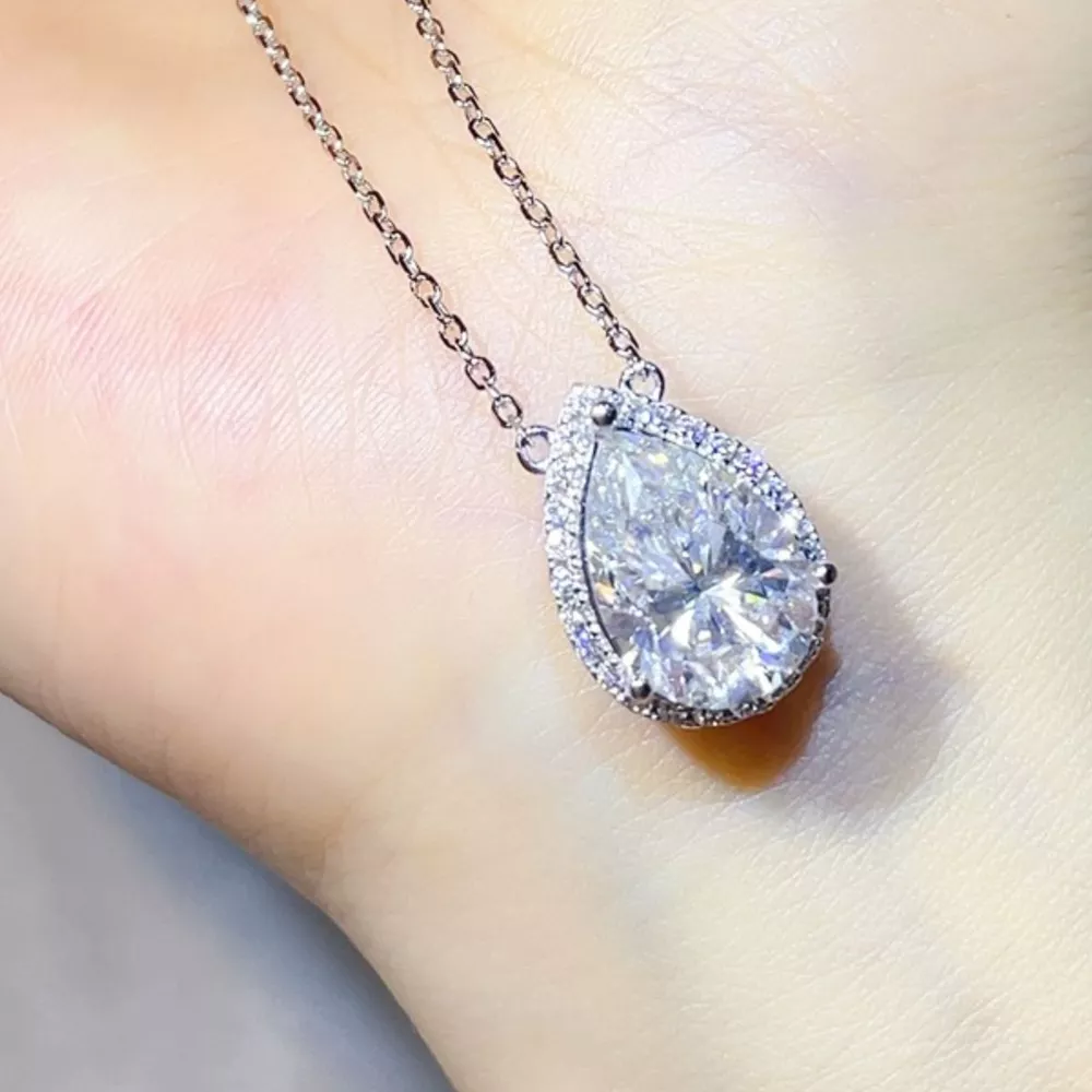 5 Carat 925 Sterling Silver Moissanite Pendant Necklace, image 3