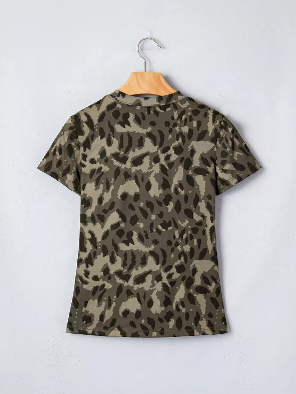 Leopard Print Mock Neck Slim Tee, image 4