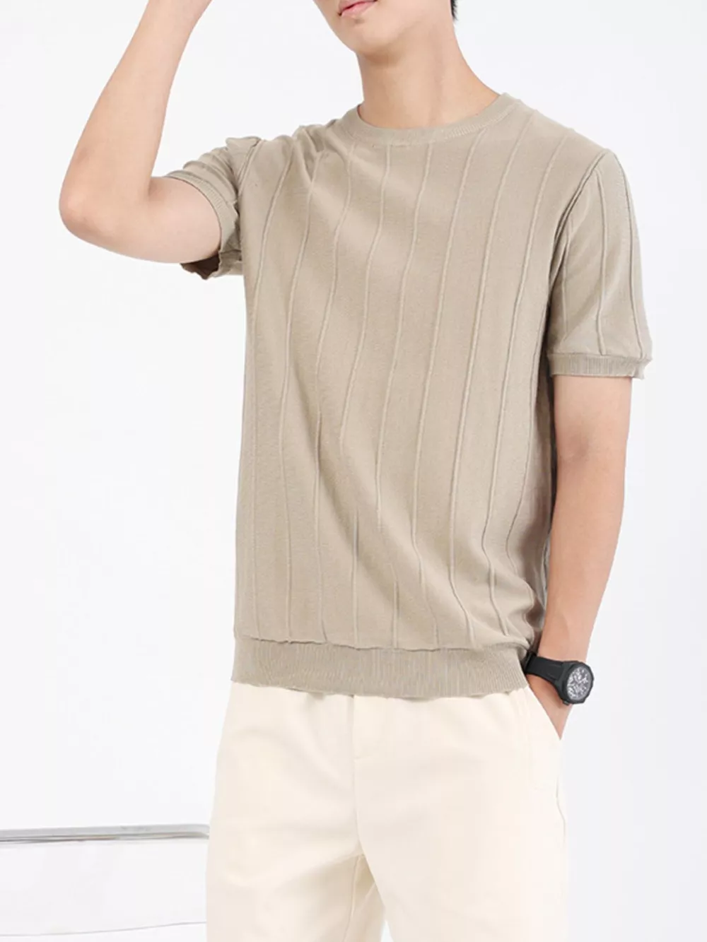 Men's Plus Size Textured Short Sleeve T-Shirt, image 5