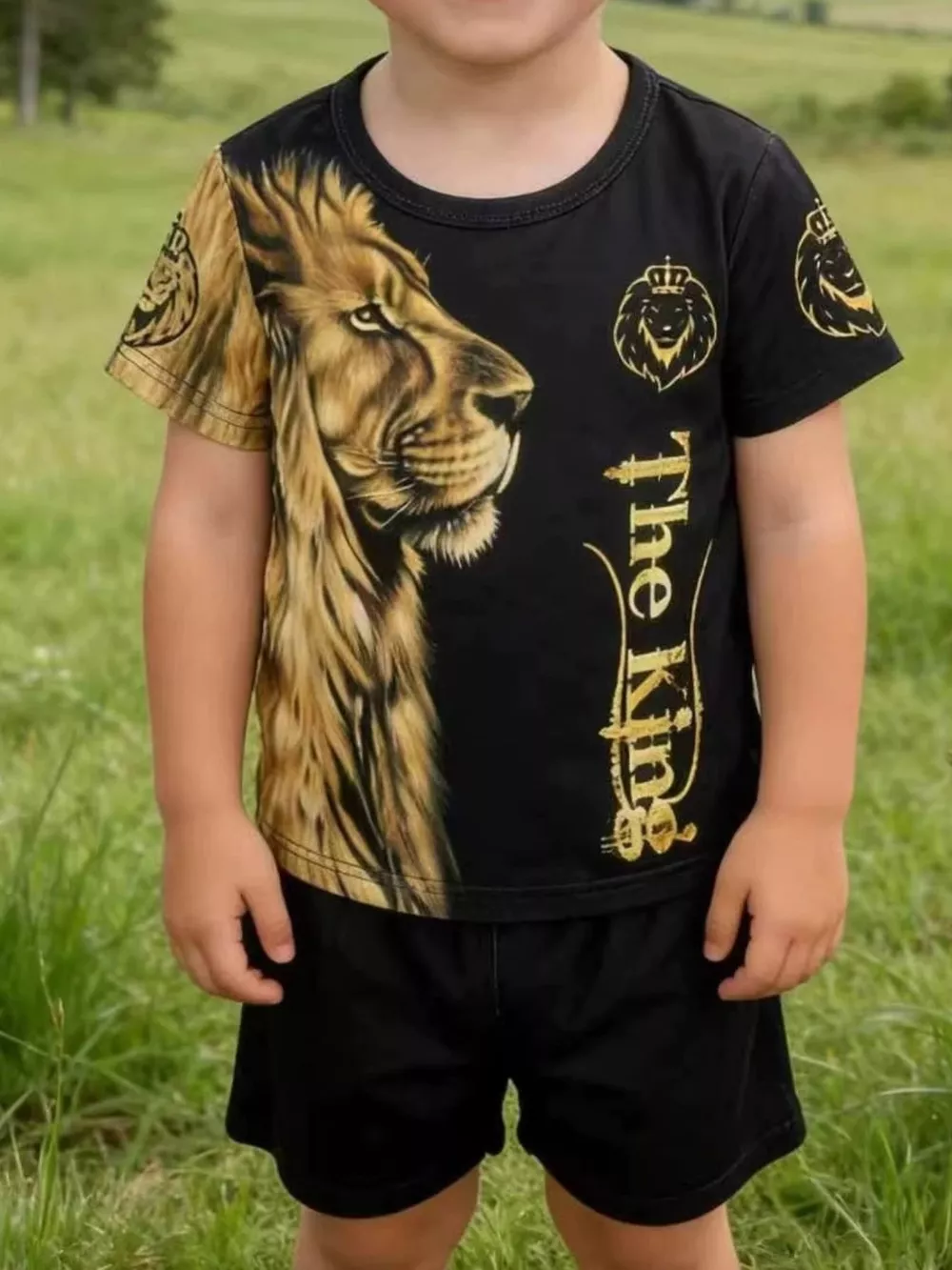 Children's King Graphic Short Sleeve Tee and Shorts Set