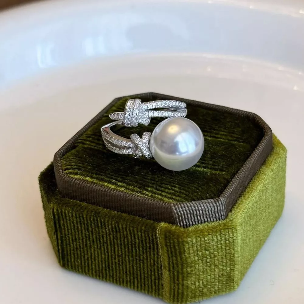 Pearl Zircon Bypass Ring, image 9