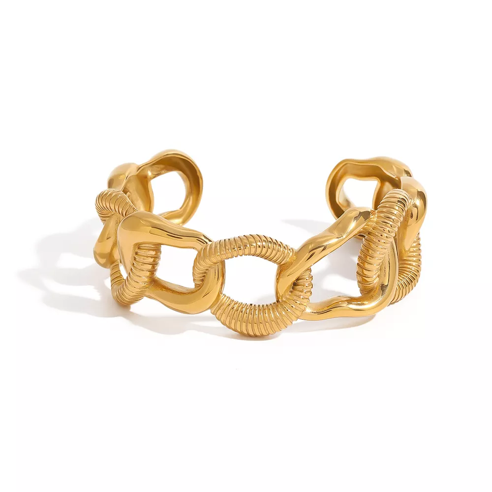 18K Gold-Plated Chain Link Open Bracelet, image 10