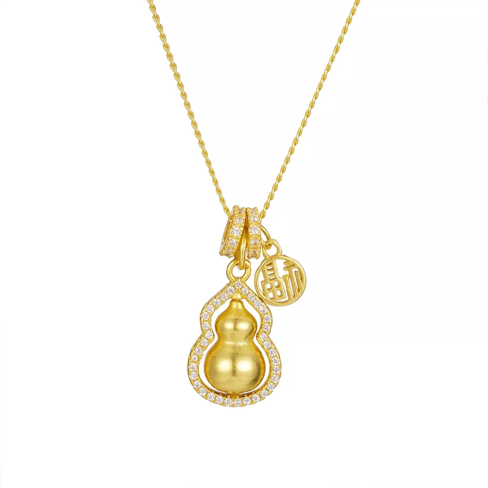 18K Gold-Plated Gourd Pendant Necklace, image 5