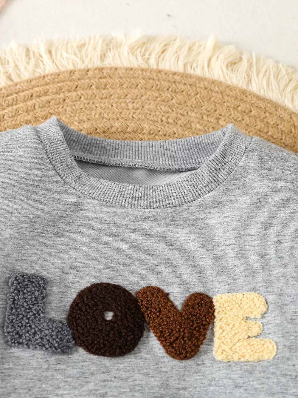 Children's Letter Round Neck Top and Pants Set, image 2