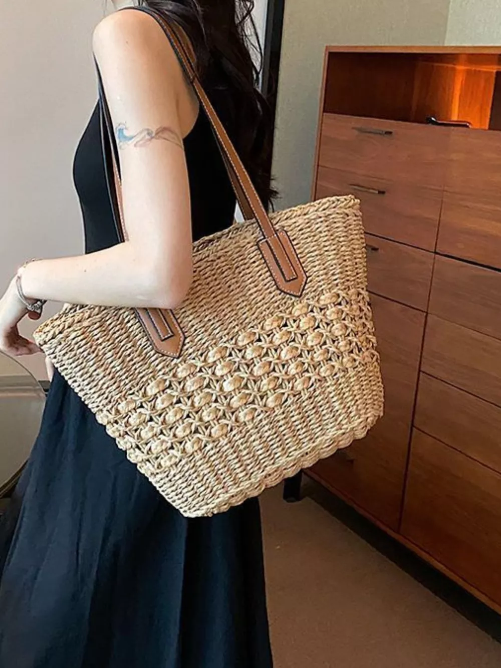 Woven Straw Shoulder Bag, image 2