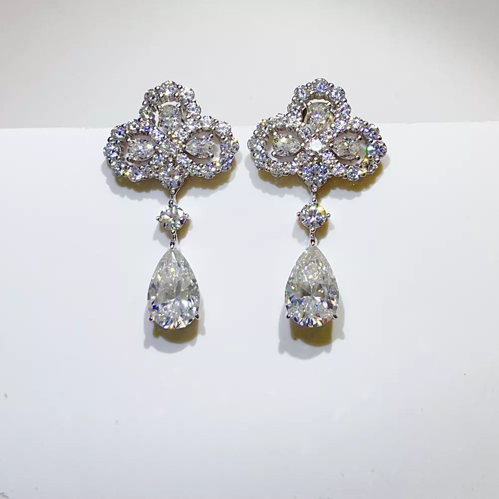 6 Carat 925 Sterling Silver Moissanite Drop Earrings