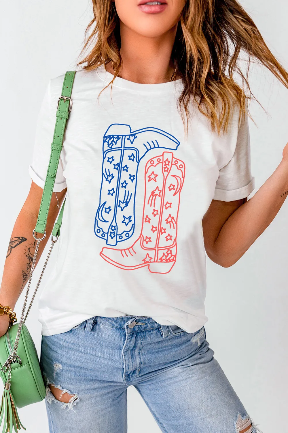 Boot Graphic Round Neck Short Sleeve T-Shirt, image 4
